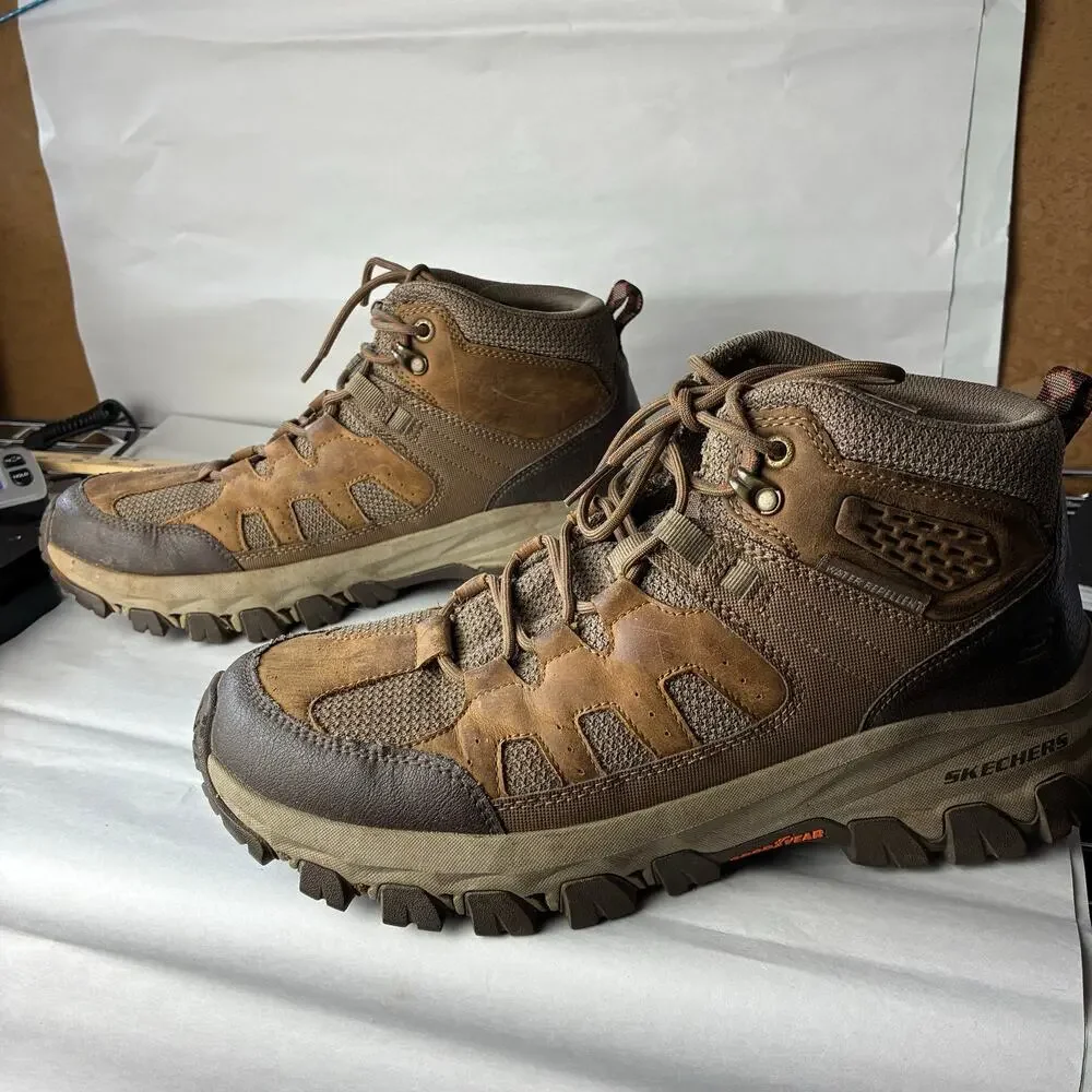 Skechers Relaxed Fit Hiking Boots Men's 11.5 Waterproof Goodyear Brown Leather